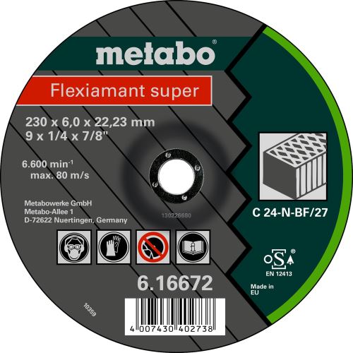 METABO Tarcza szlifierska Flexiamant super 150x6,0x22,23 kamień, SF 27 - 616654000 616654000