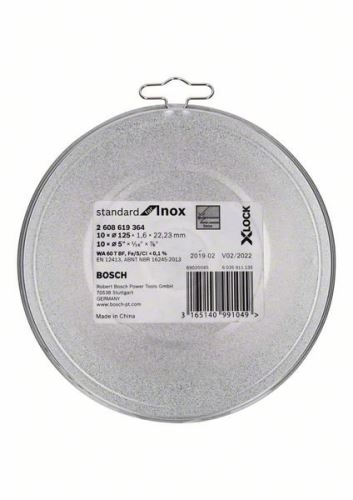 BOSCH X-LOCK Płaska tarcza tnąca Standard do Inox 10×125×1,6×22,23 mm 2608619364