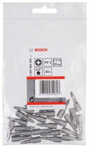 BOSCH Końcówka wkrętakowa ekstra twarda Extra-Hart PZ 1, 25 mm (25 szt.) 2607001556