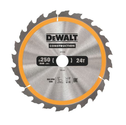 Brzeszczot DeWALT (idealny do pił FLEXVOLT) ATB 10°, 250 x 30 mm, 24 zęby DT1956