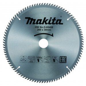 Brzeszczot MAKITA do drewna TCT 260x2,6x30 mm 100 zębów D-65408