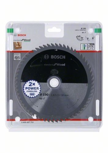 BOSCH Brzeszczot do pił akumulatorowych; Standard do drewna 190x30/20x1,6/1,1x60T 2608837711