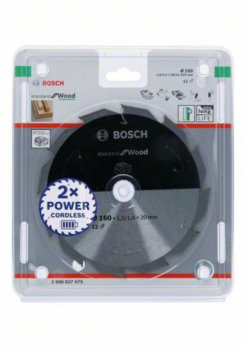 BOSCH Brzeszczot do pił akumulatorowych; Standard dla drewna 160x20/15,875x1,5/1,0x12T 2608837675