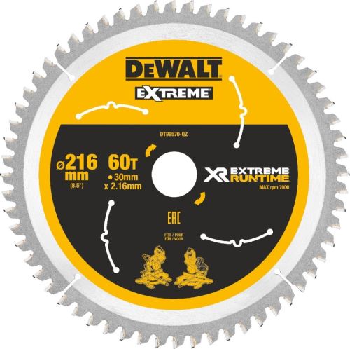 Brzeszczot DeWALT (idealny do pił FLEXVOLT), 216 x 30 mm, 60 zębów DT99570