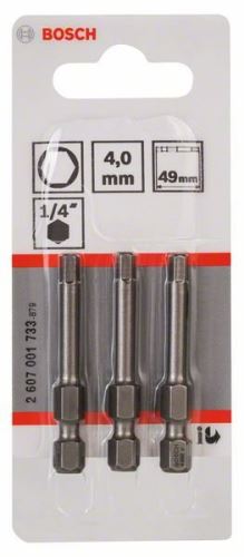 BOSCH Bit wkrętaka ekstra twardy Extra-Hart HEX 4, 49 mm (3 szt.) 2607001733