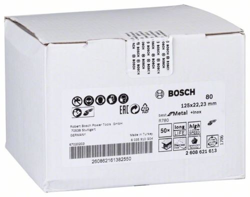 Ściernica fibrowa BOSCH R780, Best for Metal + Inox 115 × 22,23 mm, G36 2608621604