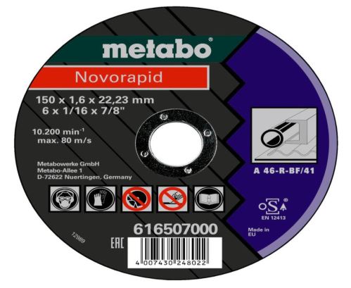 METABO Tarcza tnąca Stal Novorapid 150x1,6x22,23 616507000