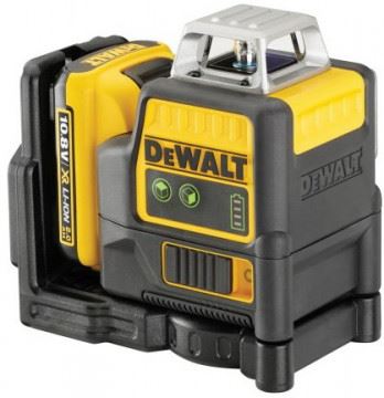 Laser krzyżowy DeWALT Aku, 2 x 360°, wiązka zielona, zasięg 30/60 m DCE0811D1G