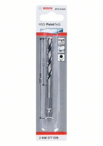 BOSCH Wiertło do metalu HSS PointTeQ HEX z chwytem 6-kątnym; 6,5 mm (5 szt.) 2608577529