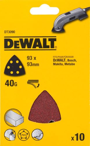 Papier ścierny DeWALT 93 x 93 mm, rzep P40, (10 szt.) DT3090