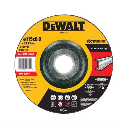 DeWALT Ściernica metalowa EXTREME wypukła 115 x 6 x 22,23 mm DX7921