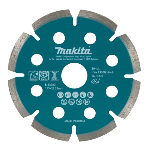 Diamentowa tarcza tnąca MAKITA 115x1,6x22,23 mm do akumulatorowych szlifierek kątowych B-53780