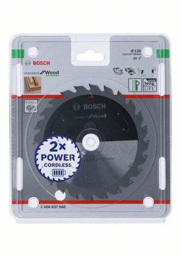 BOSCH Brzeszczot do pił akumulatorowych; Standard do drewna 136x20x1,5/1,0x24T 2608837668