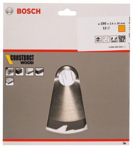 BOSCH Brzeszczot Construct Wood 190 x 30 x 2,6 mm; 12 2608640633