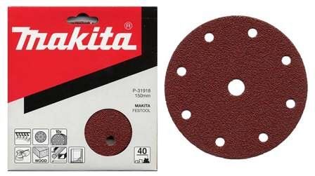 MAKITA papier ścierny na rzep 150 mm 9 otworów K60, 10 szt. P-31924