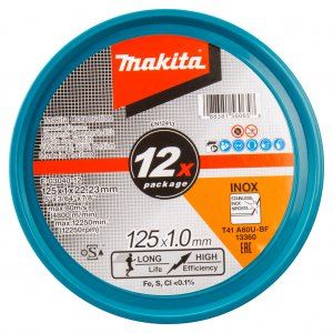 Tarcza tnąca MAKITA ze stali nierdzewnej 125x1,0x22,23 mm A60U, 12 szt. E-03040-12