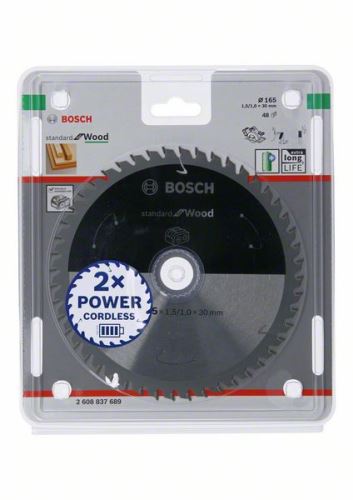 BOSCH Brzeszczot do pił akumulatorowych; Standard do drewna 165x30x1,5/1,0x48T 2608837689