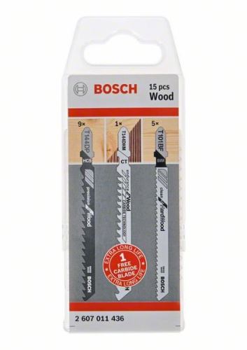 BOSCH Zestaw brzeszczotów do drewna, 15 szt. 2607011436