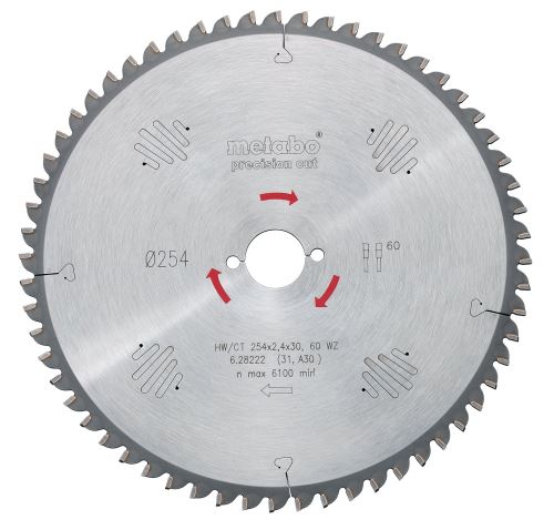 METABO Brzeszczot 254 x 30 mm, 48 zębów, 5 neg. (do KGS 254) 628221000