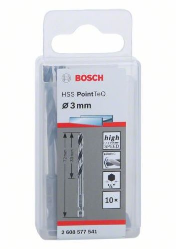 BOSCH Wiertło do metalu HSS PointTeQ HEX z chwytem 6-kątnym; 3,0 mm 2608577541