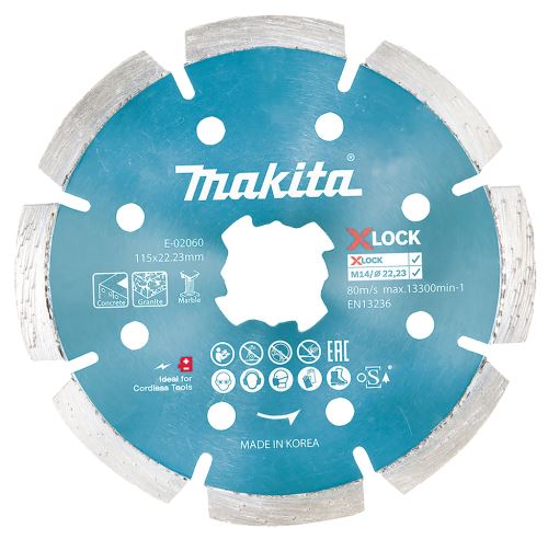 Diamentowa tarcza tnąca MAKITA 115x2,2x22,23 mm X-Lock E-02060