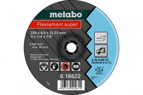 METABO Tarcza szlifierska Flexiamant SUPER 100x6,0x16,0 INOX, SF 27 - 616735000 616735000