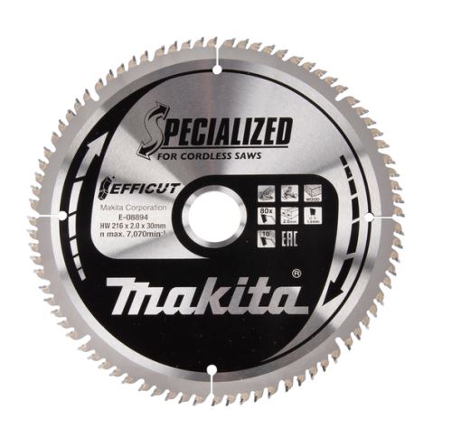 Brzeszczot do drewna MAKITA Efficut 216x2x30 mm 80 zębów E-08894