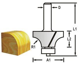 MAKITA Frez zaokrąglający z trzpieniem łożyskowym 8 mm, 19x9,5x53 mm R 32 mm D-48359