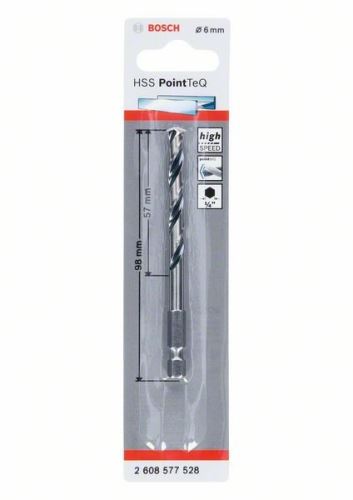 BOSCH Wiertło do metalu HSS PointTeQ HEX z chwytem 6-kątnym; 6,0 mm (5 szt.) 2608577528