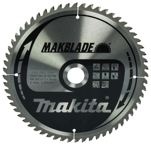 Brzeszczot do piły do drewna MAKITA MAKBLADE 255x2,3x30 mm 60 zębów B-32792