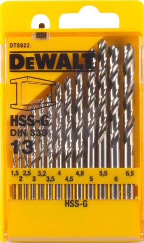 Zestaw wierteł DeWALT HSS-G, do metalu (13 szt.) DT5922