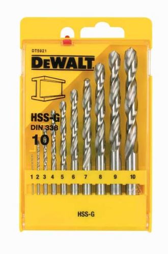 Zestaw wierteł do metalu DeWALT HSS-G / 1, 2, 3, 4, 5, 6, 7, 8, 9, 10 mm / (10 szt.) DT5921