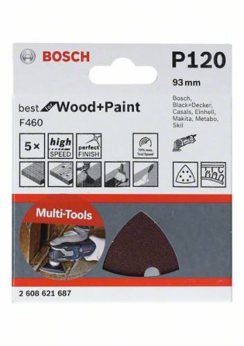 Papier ścierny BOSCH F460 BfWP, G180, 93 mm (5 szt.) 2608621688