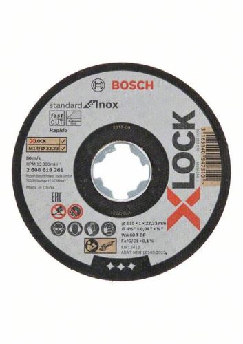 BOSCH X-LOCK Płaska tarcza tnąca Standard dla systemu Inox 115×1×22,23 mm 115 x 1 x 22,23 mm 2608619261