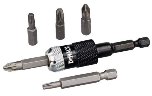 Zestaw bitów DeWALT (6 szt.) / adapter szybkozamykający + bity 25 mm: Pz2, Pz3, T25, 50 mm: Pz2, T20 / DT71514