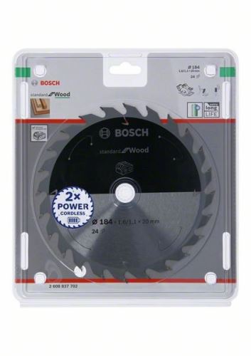 BOSCH Brzeszczot do pił akumulatorowych; Standard do drewna 184x20x1,6/1,1x24T 2608837702