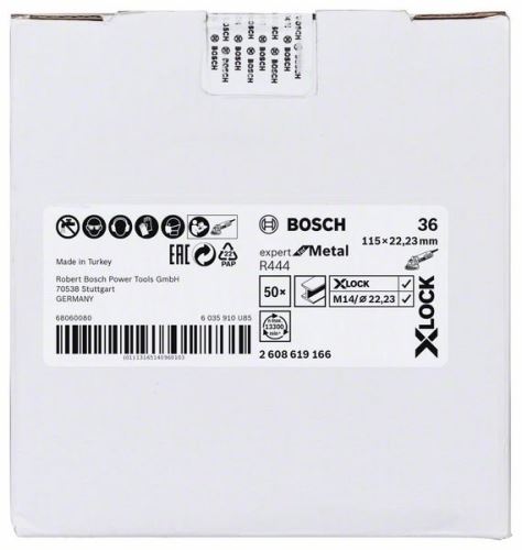 BOSCH X-LOCK Fibrowe tarcze szlifierskie Expert for Metal system Ø 115 mm, G 36, R444 2608619166