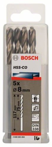 BOSCH Wiertła do metalu HSS-Co, DIN 338 8 x 75 x 117 mm (5 szt.) 2608585894