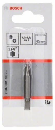 BOSCH Bit dwustronny S 1,0x5,5; PH2; 45mm 2607001738