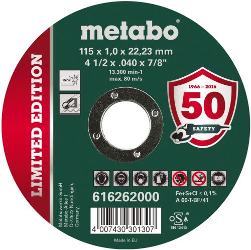 METABO Tarcza tnąca Inox 115x1,0x22,23 616262000