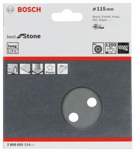 BOSCH Papier ścierny F355, opakowanie 5 szt. 115 mm, 600 2608605113