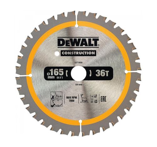 DeWALT Brzeszczot do drewna, 165 x 20 mm, 40 zębów, FTOP 3°, szerokość brzeszczotu 1 mm DT1950