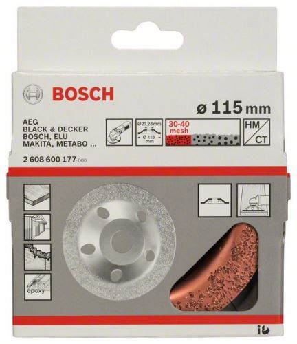 BOSCH Koło garnkowe z węglików spiekanych 115 x 22,23 mm; drobny, płaski 2608600177