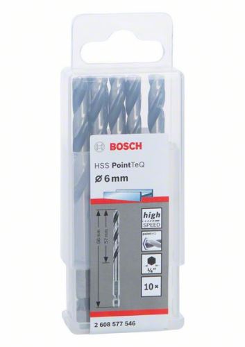 BOSCH Wiertło do metalu HSS PointTeQ HEX z chwytem 6-kątnym; 6,0 mm 2608577546