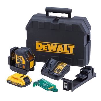 Laser krzyżowy DeWALT z wiązką zieloną, akumulator 2Ah DCLE34021D1