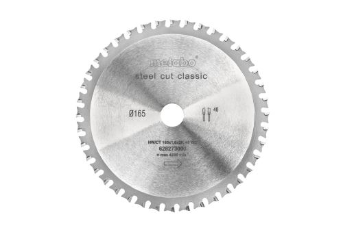 METABO Brzeszczot 165 x 20 mm, 40 zębów, WZ 4°SteelCutClassic 628273000