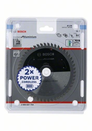 BOSCH Brzeszczot do pił akumulatorowych; Standard dla aluminium 136x20x1,6/1,1x50T 2608837754