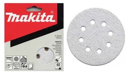 MAKITA papier ścierny na rzep 125 mm 8 otworów K120, 10 szt. P-33386