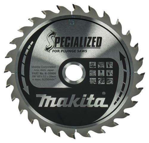 Brzeszczot do drewna MAKITA SPECIALIZED 165x2,2x20 mm 28 zębów do pił wgłębnych B-33009