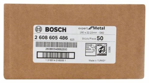 BOSCH Tarcza szlifierska fibrowa R444, Expert for Metal D = 180 mm; G = 60 2608605486